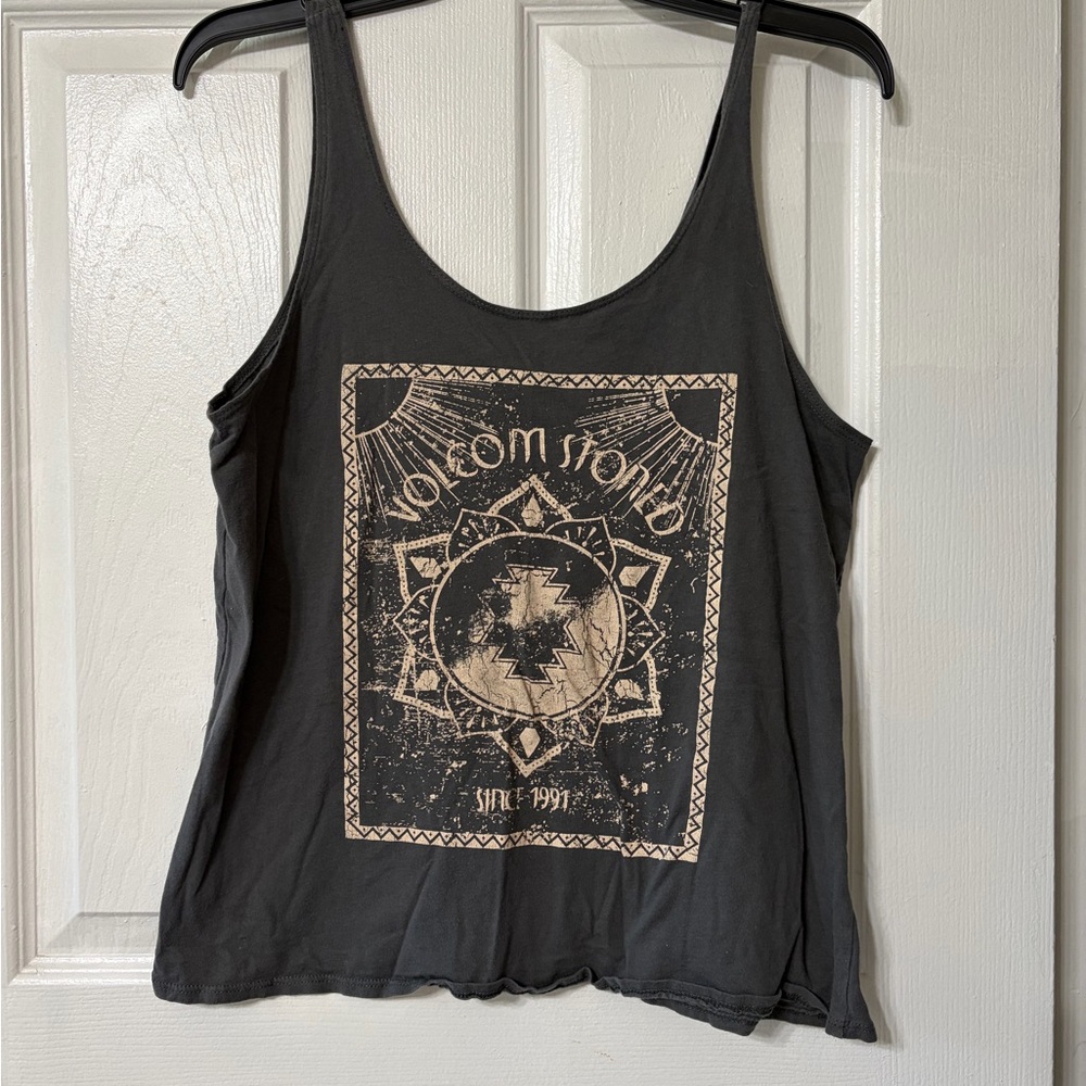 Volcom Women’s M Charcoal Graphic Tank Top